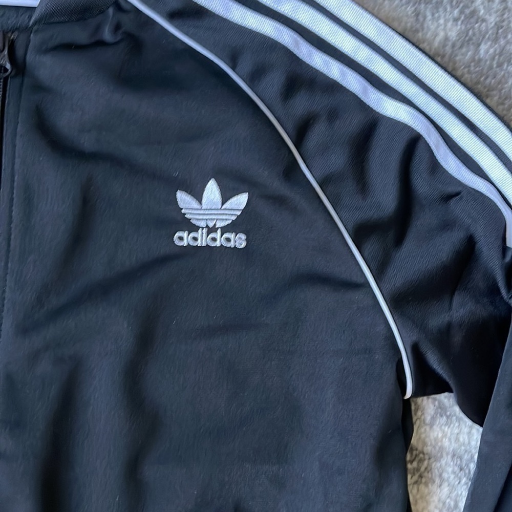 Adidas Zip Up Jacket - Black w/White Racing Stripes - Picture 2 of 5